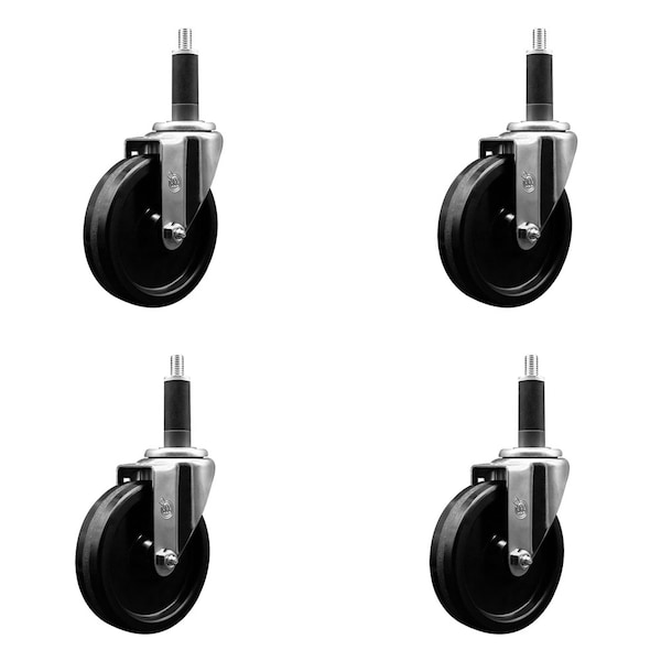 Service Caster 5'' Phenolic Wheel Swivel 1'' Expanding Stem Caster Set, 4PK SCC-EX20S514-PHR-1-4 - main